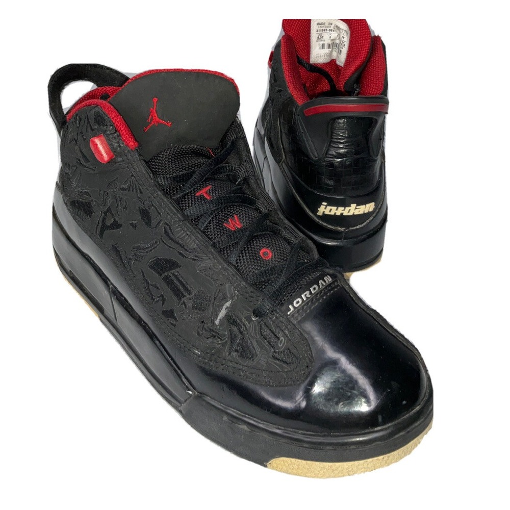 Nike‎ Air Jordan Dub Zero GS Basketball Shoes 6.5Y Black White Red 311047-061